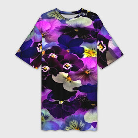 Платье-футболка 3D с принтом Flower Garden в Белгороде,  |  | паттерн | разноцветный | цветы