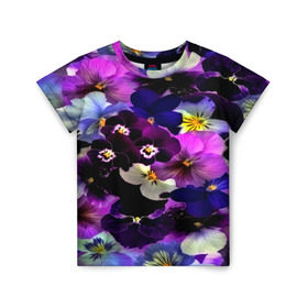 Детская футболка 3D с принтом Flower Garden в Белгороде, 100% гипоаллергенный полиэфир | прямой крой, круглый вырез горловины, длина до линии бедер, чуть спущенное плечо, ткань немного тянется | Тематика изображения на принте: паттерн | разноцветный | цветы