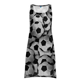Платье-майка 3D с принтом Футбольный мяч в Белгороде, 100% полиэстер | полуприлегающий силуэт, широкие бретели, круглый вырез горловины, удлиненный подол сзади. | паттерн | черно белый