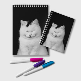 Блокнот с принтом Smile в Белгороде, 100% бумага | 48 листов, плотность листов — 60 г/м2, плотность картонной обложки — 250 г/м2. Листы скреплены удобной пружинной спиралью. Цвет линий — светло-серый
 | cat | kitty | животные | киса | кот | котенок | котэ | кошка
