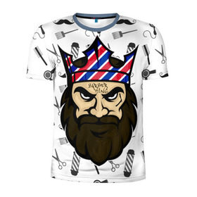 Мужская футболка 3D спортивная с принтом БАРБЕРКИНГ в Белгороде, 100% полиэстер с улучшенными характеристиками | приталенный силуэт, круглая горловина, широкие плечи, сужается к линии бедра | barber | барбер | барберкинг | барбершоп | борода | король | корона