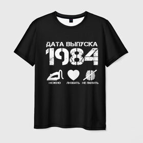 Мужская футболка 3D с принтом Дата выпуска 1984 в Белгороде, 100% полиэфир | прямой крой, круглый вырез горловины, длина до линии бедер | 