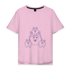 Мужская футболка хлопок Oversize с принтом Аляскинские маламуты в Белгороде, 100% хлопок | свободный крой, круглый ворот, “спинка” длиннее передней части | husky | malamute | арт | маламут | собака | хаски