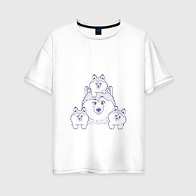 Женская футболка хлопок Oversize с принтом Аляскинские маламуты в Белгороде, 100% хлопок | свободный крой, круглый ворот, спущенный рукав, длина до линии бедер
 | husky | malamute | арт | маламут | собака | хаски