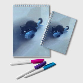Блокнот с принтом Рыбка в Белгороде, 100% бумага | 48 листов, плотность листов — 60 г/м2, плотность картонной обложки — 250 г/м2. Листы скреплены удобной пружинной спиралью. Цвет линий — светло-серый
 | Тематика изображения на принте: cat | kitty | животные | киса | кот | котенок | котэ | кошка