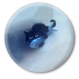 Значок с принтом Рыбка в Белгороде,  металл | круглая форма, металлическая застежка в виде булавки | Тематика изображения на принте: cat | kitty | животные | киса | кот | котенок | котэ | кошка