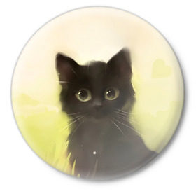 Значок с принтом Котик в Белгороде,  металл | круглая форма, металлическая застежка в виде булавки | cat | kitty | животные | киса | кот | котенок | котэ | кошка