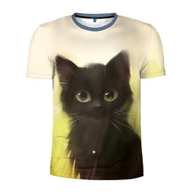Мужская футболка 3D спортивная с принтом Котик в Белгороде, 100% полиэстер с улучшенными характеристиками | приталенный силуэт, круглая горловина, широкие плечи, сужается к линии бедра | cat | kitty | животные | киса | кот | котенок | котэ | кошка