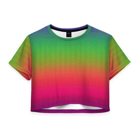 Женская футболка 3D укороченная с принтом Rainbow Spring в Белгороде, 100% полиэстер | круглая горловина, длина футболки до линии талии, рукава с отворотами | Тематика изображения на принте: 