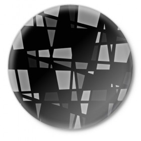 Значок с принтом Geometry figure в Белгороде,  металл | круглая форма, металлическая застежка в виде булавки | Тематика изображения на принте: бумага | геометрия | грани | изгиб | линии | полигоны | полосы | постель | серый | сочетания | текстура | треугольники | черный