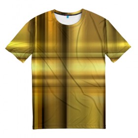 Мужская футболка 3D с принтом Yellow Texture в Белгороде, 100% полиэфир | прямой крой, круглый вырез горловины, длина до линии бедер | бумага | геометрия | грани | желтый | изгиб | линии | полигоны | полосы | постель | сочетания | текстура | треугольники