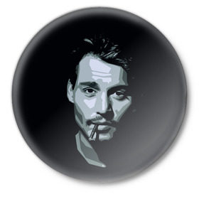 Значок с принтом Джонни Депп в Белгороде,  металл | круглая форма, металлическая застежка в виде булавки | Тематика изображения на принте: johnny depp | джонни депп