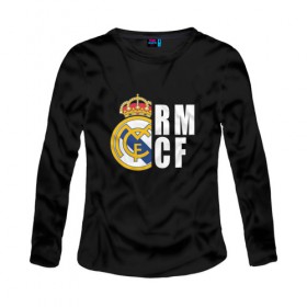 Женский лонгслив хлопок с принтом Real Madrid - RM/CF (Classic) в Белгороде, 100% хлопок |  | cf | real | real madrid | rn | мадрид | реал | футбол