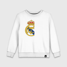 Детский свитшот хлопок с принтом Real Madrid - RM/CF (Classic) в Белгороде, 100% хлопок | круглый вырез горловины, эластичные манжеты, пояс и воротник | cf | real | real madrid | rn | мадрид | реал | футбол