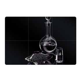 Магнитный плакат 3Х2 с принтом Водка и черная икра в Белгороде, Полимерный материал с магнитным слоем | 6 деталей размером 9*9 см | Тематика изображения на принте: графин | еда | жидкость | закуска | темный | черный
