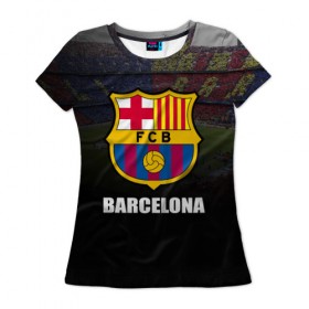 Женская футболка 3D с принтом Барселона в Белгороде, 100% полиэфир ( синтетическое хлопкоподобное полотно) | прямой крой, круглый вырез горловины, длина до линии бедер | барселона