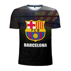 Мужская футболка 3D спортивная с принтом Барселона в Белгороде, 100% полиэстер с улучшенными характеристиками | приталенный силуэт, круглая горловина, широкие плечи, сужается к линии бедра | барселона