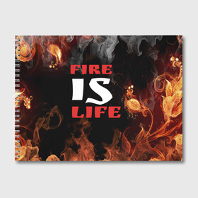 Альбом для рисования с принтом Fire is life (Огонь это жизнь) в Белгороде, 100% бумага
 | матовая бумага, плотность 200 мг. | fire | is | life | алфавит | английский | большие | буквы | горит | жар | клевая | надпись | огонь | огонь это жизнь | пламя | пожар | полымя | прикольная | пыл | свет | слово | цитата