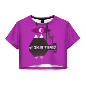 Женская футболка 3D укороченная с принтом Welcome в Белгороде, 100% полиэстер | круглая горловина, длина футболки до линии талии, рукава с отворотами | 3d | tv series | twin peaks | сериал | твин пикс