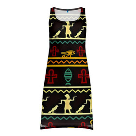 Платье-майка 3D с принтом Египетский узор в Белгороде, 100% полиэстер | полуприлегающий силуэт, широкие бретели, круглый вырез горловины, удлиненный подол сзади. | народ | народные | узор | этника | этнические