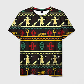 Мужская футболка 3D с принтом Египетский узор в Белгороде, 100% полиэфир | прямой крой, круглый вырез горловины, длина до линии бедер | народ | народные | узор | этника | этнические