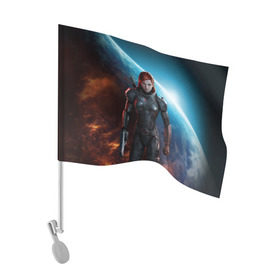 Флаг для автомобиля с принтом Mass Effect в Белгороде, 100% полиэстер | Размер: 30*21 см | n7 | shepard | галактика | жнец | космос | масс | нормандия | планета | шепард | эффект