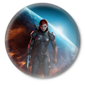Значок с принтом Mass Effect в Белгороде,  металл | круглая форма, металлическая застежка в виде булавки | n7 | shepard | галактика | жнец | космос | масс | нормандия | планета | шепард | эффект