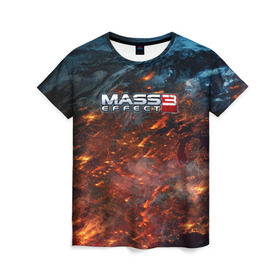 Женская футболка 3D с принтом Mass Effect в Белгороде, 100% полиэфир ( синтетическое хлопкоподобное полотно) | прямой крой, круглый вырез горловины, длина до линии бедер | n7 | shepard | галактика | жнец | космос | масс | нормандия | планета | шепард | эффект