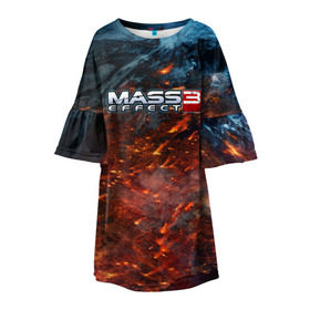 Детское платье 3D с принтом Mass Effect в Белгороде, 100% полиэстер | прямой силуэт, чуть расширенный к низу. Круглая горловина, на рукавах — воланы | n7 | shepard | галактика | жнец | космос | масс | нормандия | планета | шепард | эффект