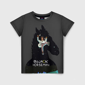 Детская футболка 3D с принтом Конь БоДжек в Белгороде, 100% гипоаллергенный полиэфир | прямой крой, круглый вырез горловины, длина до линии бедер, чуть спущенное плечо, ткань немного тянется | bojack horseman | конь бо джек | конь боджек