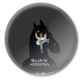 Значок с принтом Конь БоДжек в Белгороде,  металл | круглая форма, металлическая застежка в виде булавки | bojack horseman | конь бо джек | конь боджек