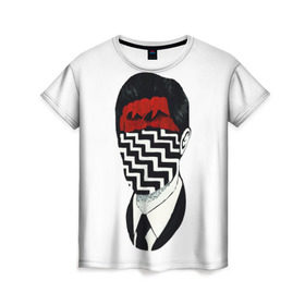 Женская футболка 3D с принтом Твин Пикс в Белгороде, 100% полиэфир ( синтетическое хлопкоподобное полотно) | прямой крой, круглый вырез горловины, длина до линии бедер | twin peaks | дэвид линч | совы | твин пикс | чертовски хороший кофе