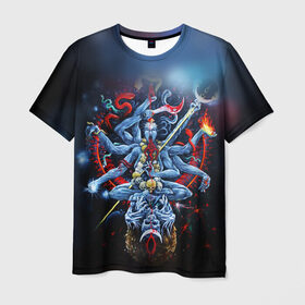Мужская футболка 3D с принтом Cult of Fire в Белгороде, 100% полиэфир | прямой крой, круглый вырез горловины, длина до линии бедер | Тематика изображения на принте: black metal | демон | череп