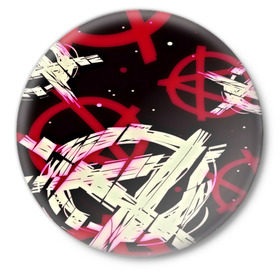 Значок с принтом Anarchy в Белгороде,  металл | круглая форма, металлическая застежка в виде булавки | Тематика изображения на принте: анархия | паттерн