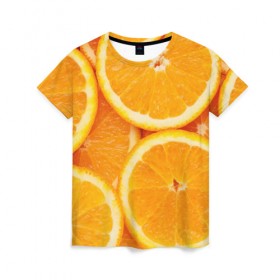 Женская футболка 3D с принтом Апельсинка в Белгороде, 100% полиэфир ( синтетическое хлопкоподобное полотно) | прямой крой, круглый вырез горловины, длина до линии бедер | апельсин | свежесть | фрукт