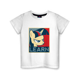 Детская футболка хлопок с принтом Learn Твайлайт Спаркл в Белгороде, 100% хлопок | круглый вырез горловины, полуприлегающий силуэт, длина до линии бедер | learn | twilight sparkle | твайлайт спаркл