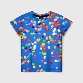 Детская футболка 3D с принтом Воздушные шары в Белгороде, 100% гипоаллергенный полиэфир | прямой крой, круглый вырез горловины, длина до линии бедер, чуть спущенное плечо, ткань немного тянется | воздушные шары | небо | праздник | радость | шарики