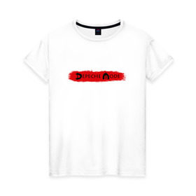 Женская футболка хлопок с принтом Depeche mode (10) в Белгороде, 100% хлопок | прямой крой, круглый вырез горловины, длина до линии бедер, слегка спущенное плечо | dave gahan | depeche mode