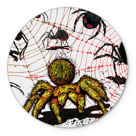 Коврик круглый с принтом Тарантул в Белгороде, резина и полиэстер | круглая форма, изображение наносится на всю лицевую часть | spider | паук | паутина | тарантул