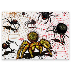 Поздравительная открытка с принтом Тарантул в Белгороде, 100% бумага | плотность бумаги 280 г/м2, матовая, на обратной стороне линовка и место для марки
 | Тематика изображения на принте: spider | паук | паутина | тарантул