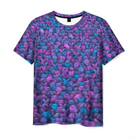 Мужская футболка 3D с принтом Загадочные совы в Белгороде, 100% полиэфир | прямой крой, круглый вырез горловины, длина до линии бедер | птица | птицы | синий | сиреневый | сова | толпа | филин | фиолетовый