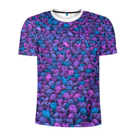 Мужская футболка 3D спортивная с принтом Загадочные совы в Белгороде, 100% полиэстер с улучшенными характеристиками | приталенный силуэт, круглая горловина, широкие плечи, сужается к линии бедра | Тематика изображения на принте: птица | птицы | синий | сиреневый | сова | толпа | филин | фиолетовый