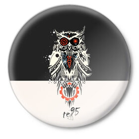 Значок с принтом Owl в Белгороде,  металл | круглая форма, металлическая застежка в виде булавки | three days grace