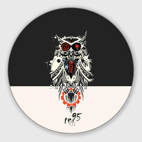 Коврик круглый с принтом Owl в Белгороде, резина и полиэстер | круглая форма, изображение наносится на всю лицевую часть | three days grace