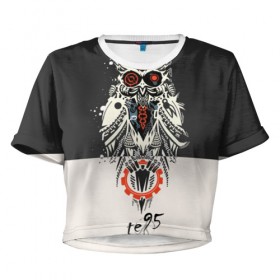 Женская футболка 3D укороченная с принтом Owl в Белгороде, 100% полиэстер | круглая горловина, длина футболки до линии талии, рукава с отворотами | three days grace