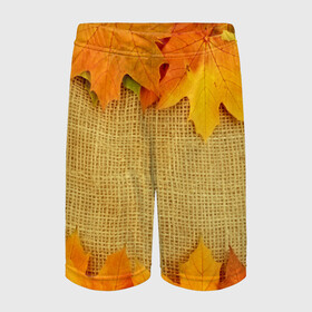 Детские спортивные шорты 3D с принтом Foliage в Белгороде,  100% полиэстер
 | пояс оформлен широкой мягкой резинкой, ткань тянется
 | листья | осень