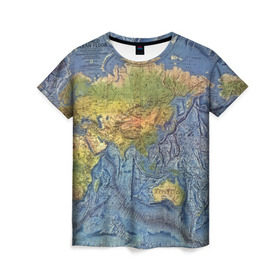 Женская футболка 3D с принтом Карта в Белгороде, 100% полиэфир ( синтетическое хлопкоподобное полотно) | прямой крой, круглый вырез горловины, длина до линии бедер | география | земля | мир