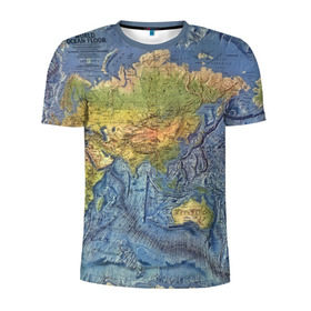 Мужская футболка 3D спортивная с принтом Карта в Белгороде, 100% полиэстер с улучшенными характеристиками | приталенный силуэт, круглая горловина, широкие плечи, сужается к линии бедра | география | земля | мир