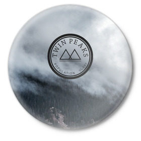 Значок с принтом Twin Peaks в Белгороде,  металл | круглая форма, металлическая застежка в виде булавки | twin peaks | дэвид линч | лес | лора палмер | сова | твин пикс | туман