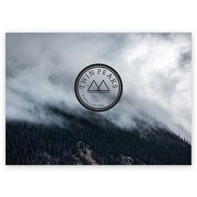 Поздравительная открытка с принтом Twin Peaks в Белгороде, 100% бумага | плотность бумаги 280 г/м2, матовая, на обратной стороне линовка и место для марки
 | twin peaks | дэвид линч | лес | лора палмер | сова | твин пикс | туман